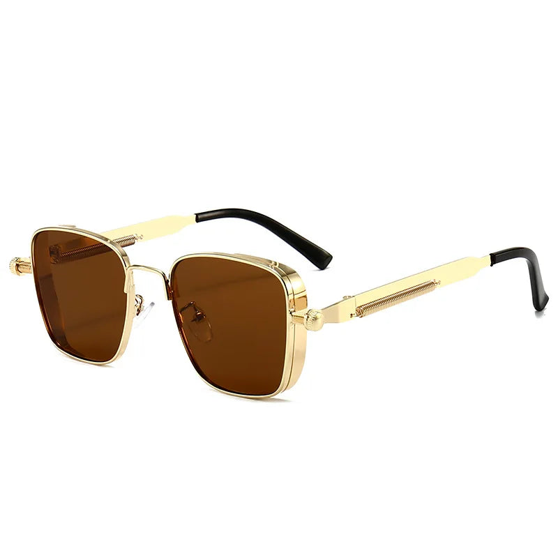 New European and American retro box edging steam punk men's sunglasses with personalized metal springs, Indian sunglasses