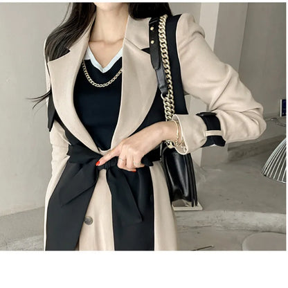 Autumn Mature Style Women's Trench Coat Thin Lined Khaki Coats Lengthened Windbreaker Mature Women Clothing