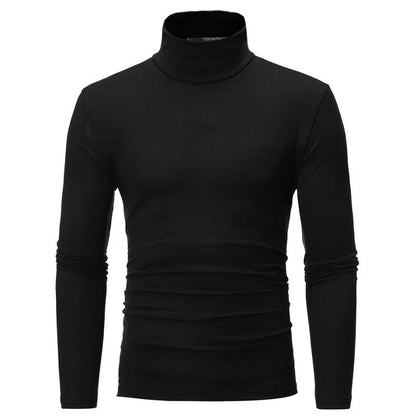 New Fashion Base Tee Shirt Men Slim Fit Knit High Neck Pullover Turtleneck Sweater Tops Shirt