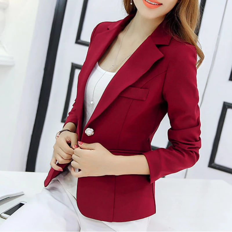 Black Women Blazer 2024 Formal Slim Blazers Lady Office Work Suit Pockets Jackets Coat Female Wine Notched Blazer Jackets Femme