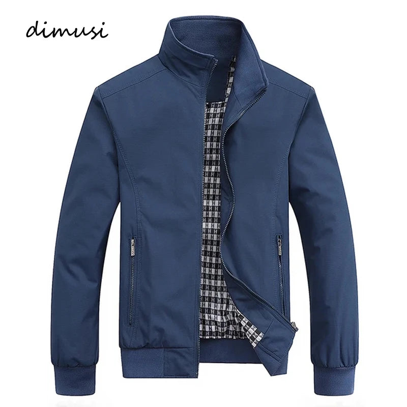 DIMUSI Men's Lightweight Jacket Casual Male Windbreaker Bomber Coats Men Stand Collar Business Workwear Jackets Clothing