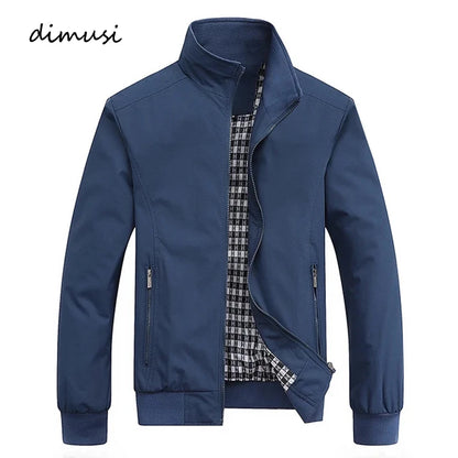 DIMUSI Men's Lightweight Jacket Casual Male Windbreaker Bomber Coats Men Stand Collar Business Workwear Jackets Clothing