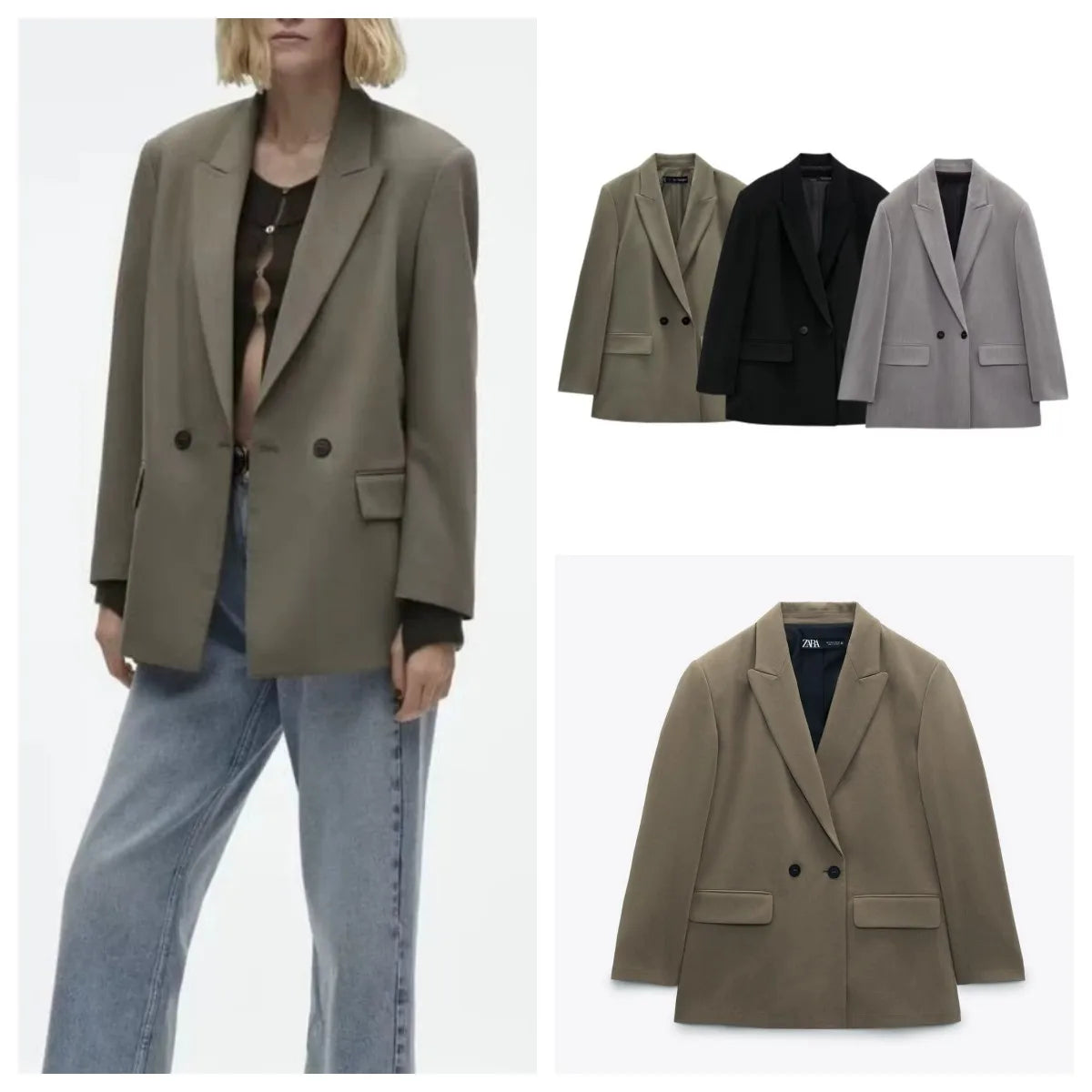 PB&ZASpring/Summer 2025 New Commuting Loose Leisure Fashion Suit Lapel Loose Double Breasted Blazer