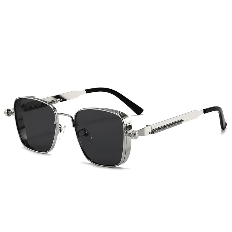 New European and American retro box edging steam punk men's sunglasses with personalized metal springs, Indian sunglasses