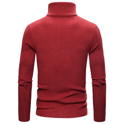 Autumn Winter New Men's Turtleneck Sweater Male Version Casual All-match Long Sleeved Stripes Knitted Sweater Pullover