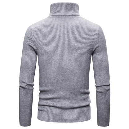 Autumn Winter New Men's Turtleneck Sweater Male Version Casual All-match Long Sleeved Stripes Knitted Sweater Pullover