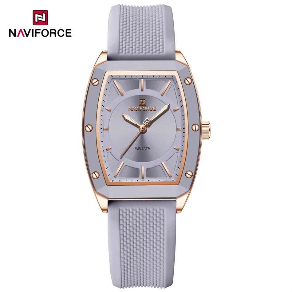 NAVIFORCE Women Quartz Watches Silicone Strap Student Sports Watch Big Dial Simple Tonneau Waterproof Wristwatches Dropshipping