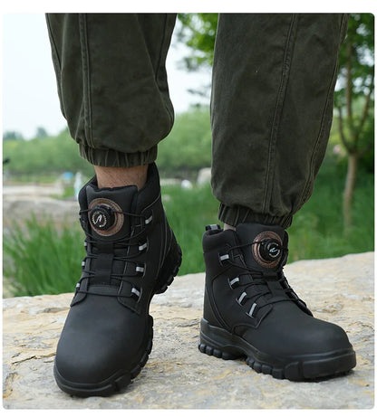 Waterproof Safety Boots Men Indestructible Steel Toe Work Boots Anti-smash Stab-resistant Safety Shoes Biker Botas Para Hombre