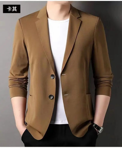 Spring Summer Men Ice Silk Thin Casual Sunscreen Blazer Fashion Casual Male Clothes Long Sleeve Big Size Slim Solid Blazers Coat