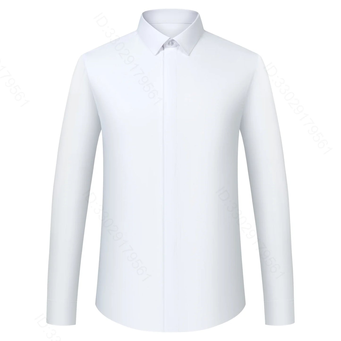 Men's Classic French Cuffs Solid Dress Shirt Fly Front Placket Formal Business Standard-fit Long Sleeve Office Work White Shirts