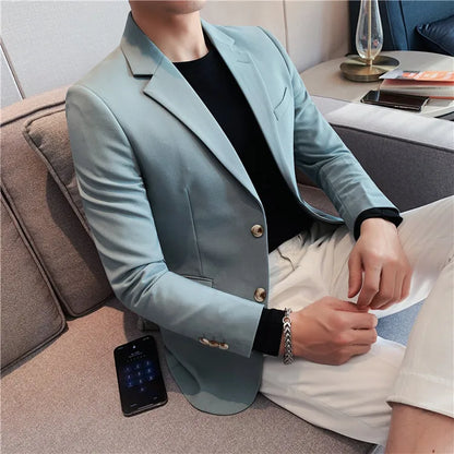 2025 High Quality Solid Single Button Casual Blazer Men's Korean Simple Business Elegant Fashion Party Slim Fit Suit Jacket 4XL