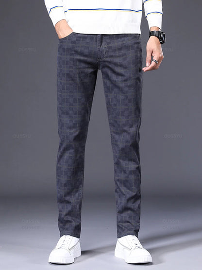 High Quality Brand Clothing Classics Plaid Casual Pants Men 98%Cotton Retro Business Banquet Check Trousers Male Plus Size 40 42