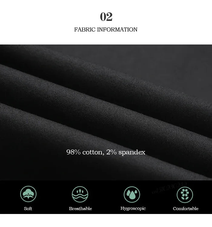 2024 New 98% Cotton Casual Pants Men's Clothing Classic Straight Loose High Waist Elastic Trousers Male Brand Clothes