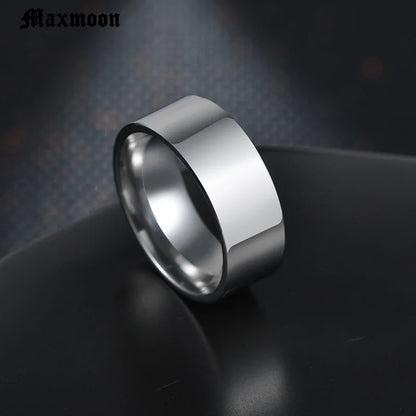 Maxmoon 2019 New black Titanium Steel finger ring for men Silver Color plated rings Women accessories Ring Jewelry Couple