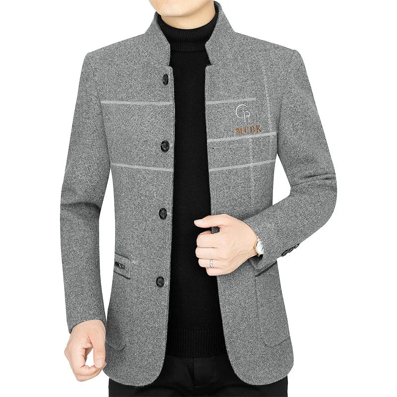 New Men Casual Woolen Blazers Jackets Business Suits Coats Wool Blends Male Autumn Slim Fit Blazers Suits Coats Mens Clothing