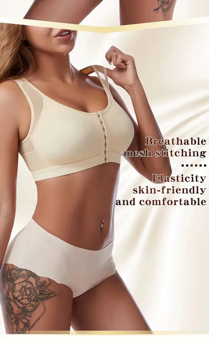 Front Closure Posture Corrector Lift Up Bra Women Push Up Cross Back Underwear Shockproof Sports Support Fitness Vest Bras S-5XL