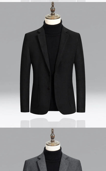 BROWON Brand Business Casual Wool Blazer Men 2025 Autumn and Winter New Solid Men Blazer Regular Fit Long Sleeve Blazers for Men