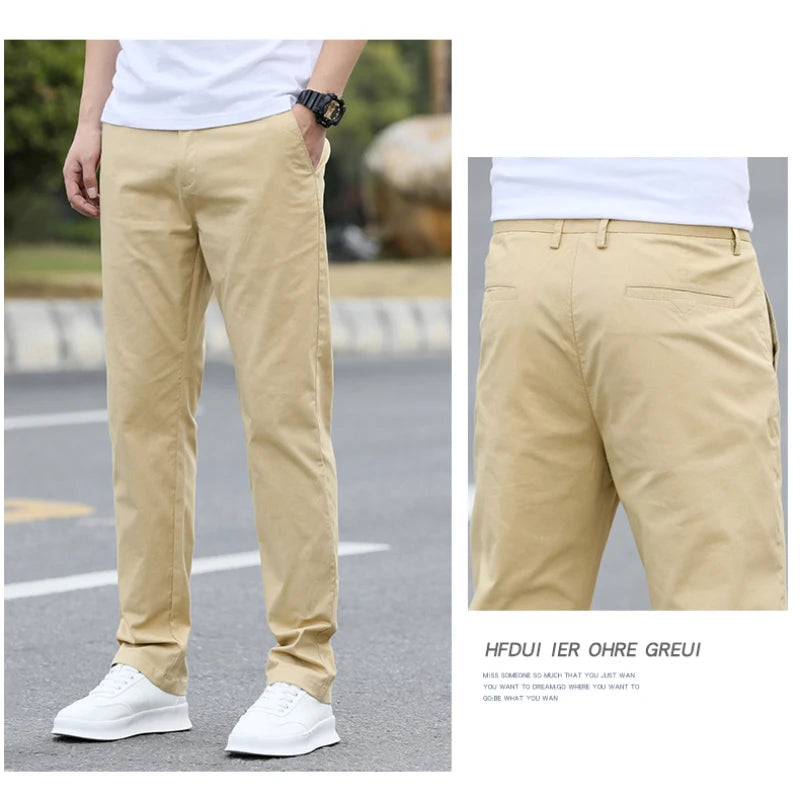 Men's High-Quality Chinos -Cotton Casual Trousers - Breathable Straight Pants (Sizes w28-w40)