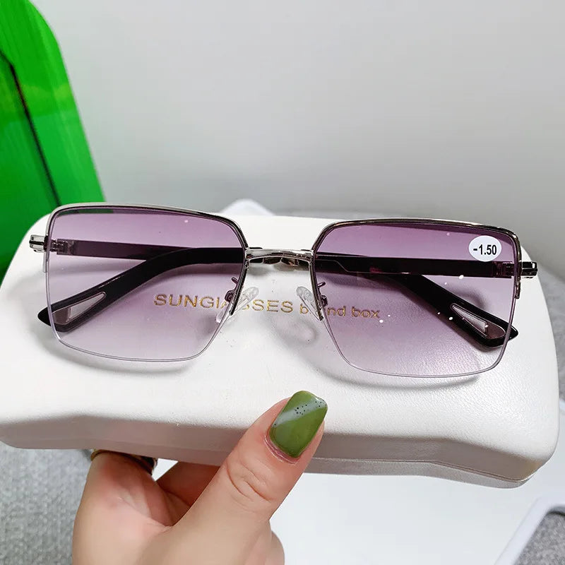 New Myopia Glasses Business Half Frame Anti Blue Light Glasses Man Fashion Myopia Glasses Diopter -1.0 To -4.0