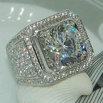 Sale 5-12 White Golden Iced Out HipHop Engagement Rings CZ Pinky Men Women Full Crystal Ring