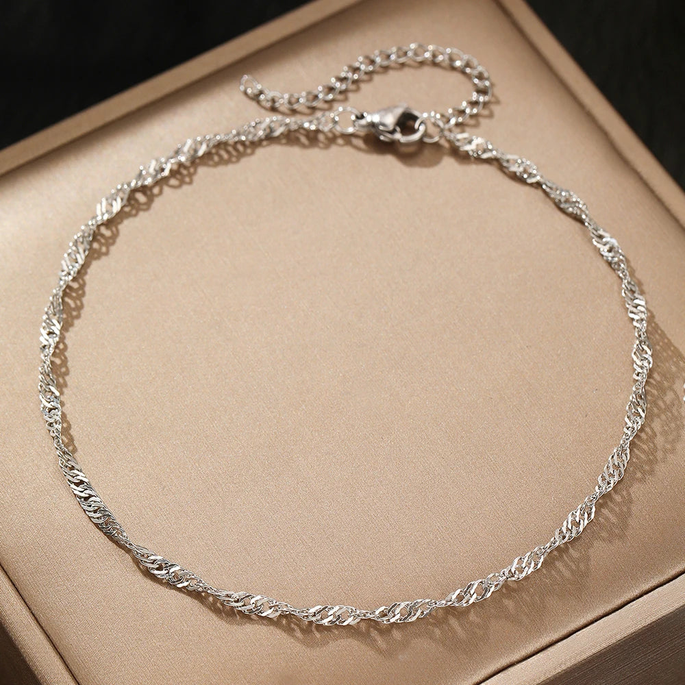 Stainless Steel Anklet Simple Popular Multi-Layer Chain Lovely Carved Delicate Anklet For Women Jewelry Party Gifts Daily Wear