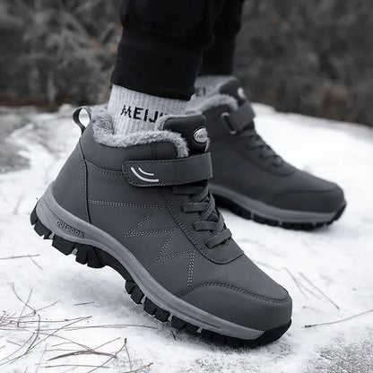 Men's Warm Snow Boots Outdoor Leather Thick Plush Winter Men's Casual Sports Shoes Waterproof and Durable Trendy Sports