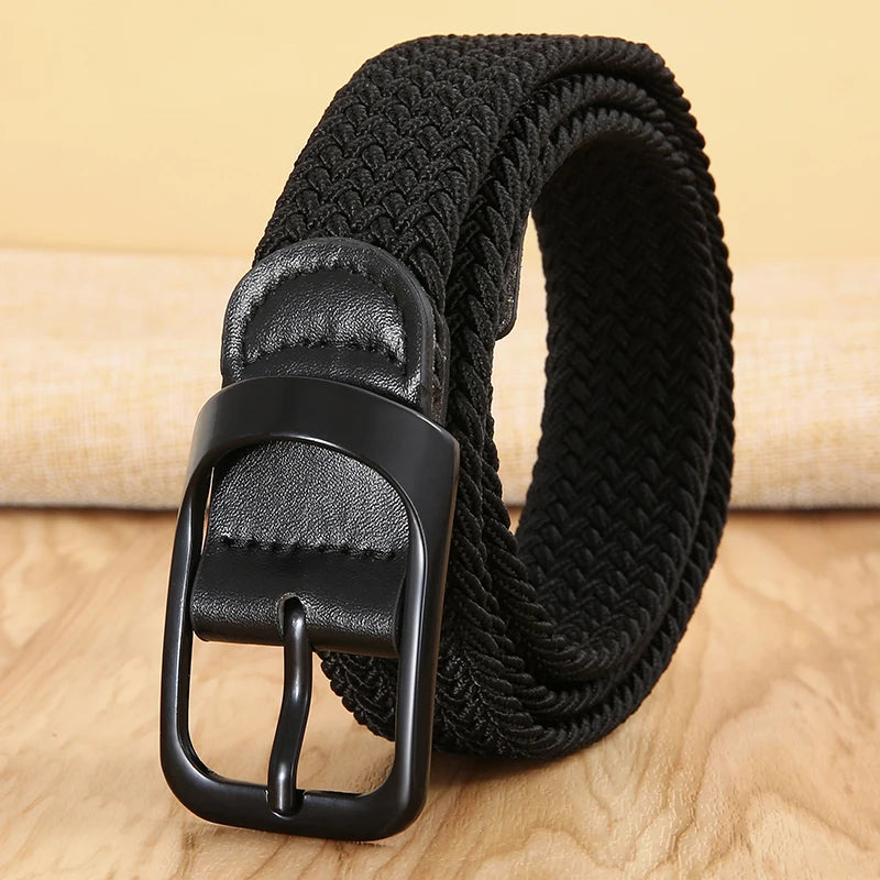 Non-hole Punch-free MEN'S AND WOMEN'S Woven Belt Elastic Stretch Canvas Belt Female Korean Style Versatile Student Pants Belt