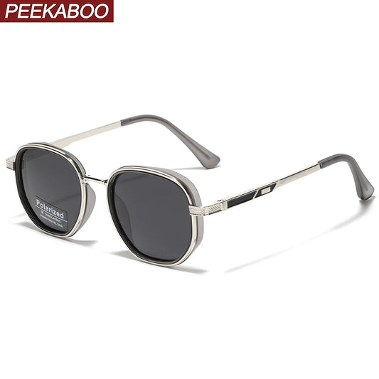 Peekaboo male polarized sunglasses for women TR90 unisex square sun glasses for men half metal TAC summer accessories 2024