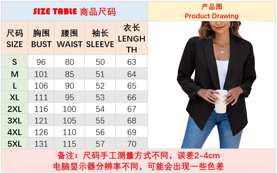 Summer Black Blazers Women 2024 Female Office Lady Nine Quarter Blazer Open Stitch Womens Slim Coats Femme Ladies Notched Tops