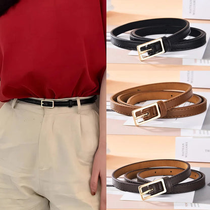 Women's Belt Minimalist Trendy Thin Belt High End Authentic Casual Versatile Needle Button Belt with Skirts Jeans Lady Belts New