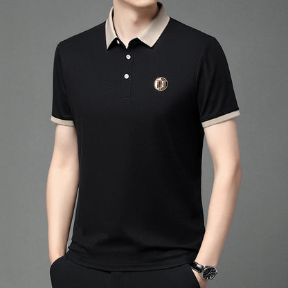 2024 Men's New Embroidered Cotton Business Leisure Short Sleeved POLO Shirt Fashion Short Sleeved Comfortable and Breathable Top