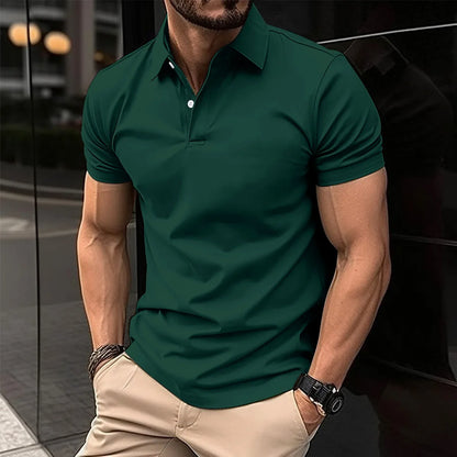 Best-Selling Men's Short-Sleeved Polo Shirt Lapel Button Solid Color Men's T-Shirt Summer Casual Comfortable Golf Men's Clothing