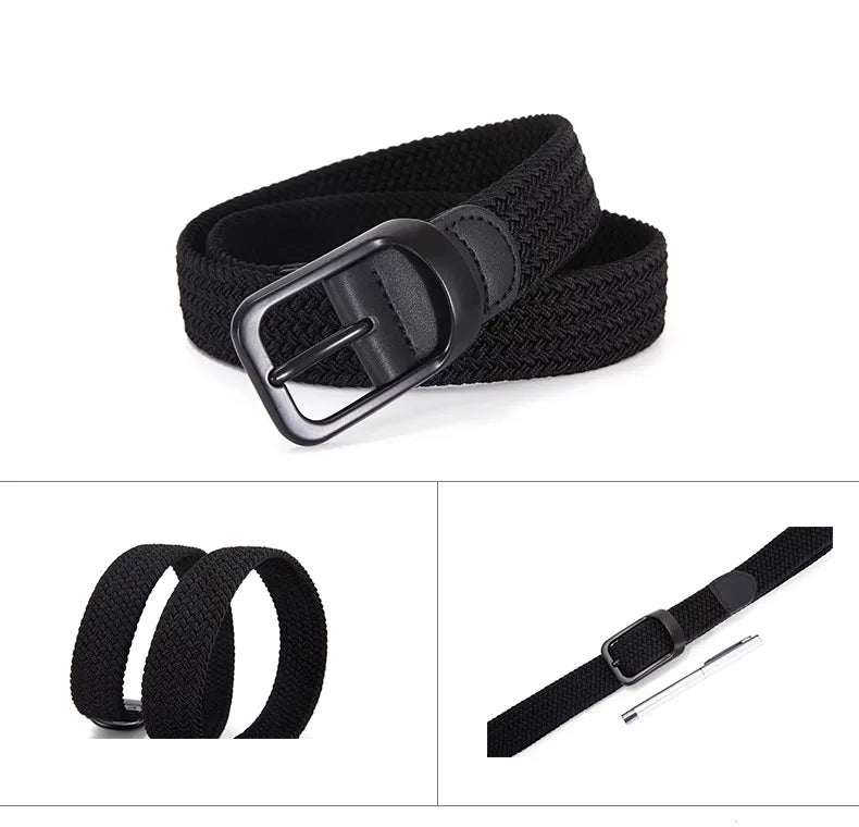 Non-hole Punch-free MEN'S AND WOMEN'S Woven Belt Elastic Stretch Canvas Belt Female Korean Style Versatile Student Pants Belt