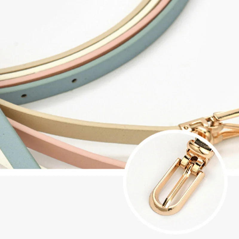 Women‘s Candy Color Waist Strap Thin Belt For Lady Girls Pants Jeans Dress Belt Alloy Pin Buckle Waistbands Adjuestable