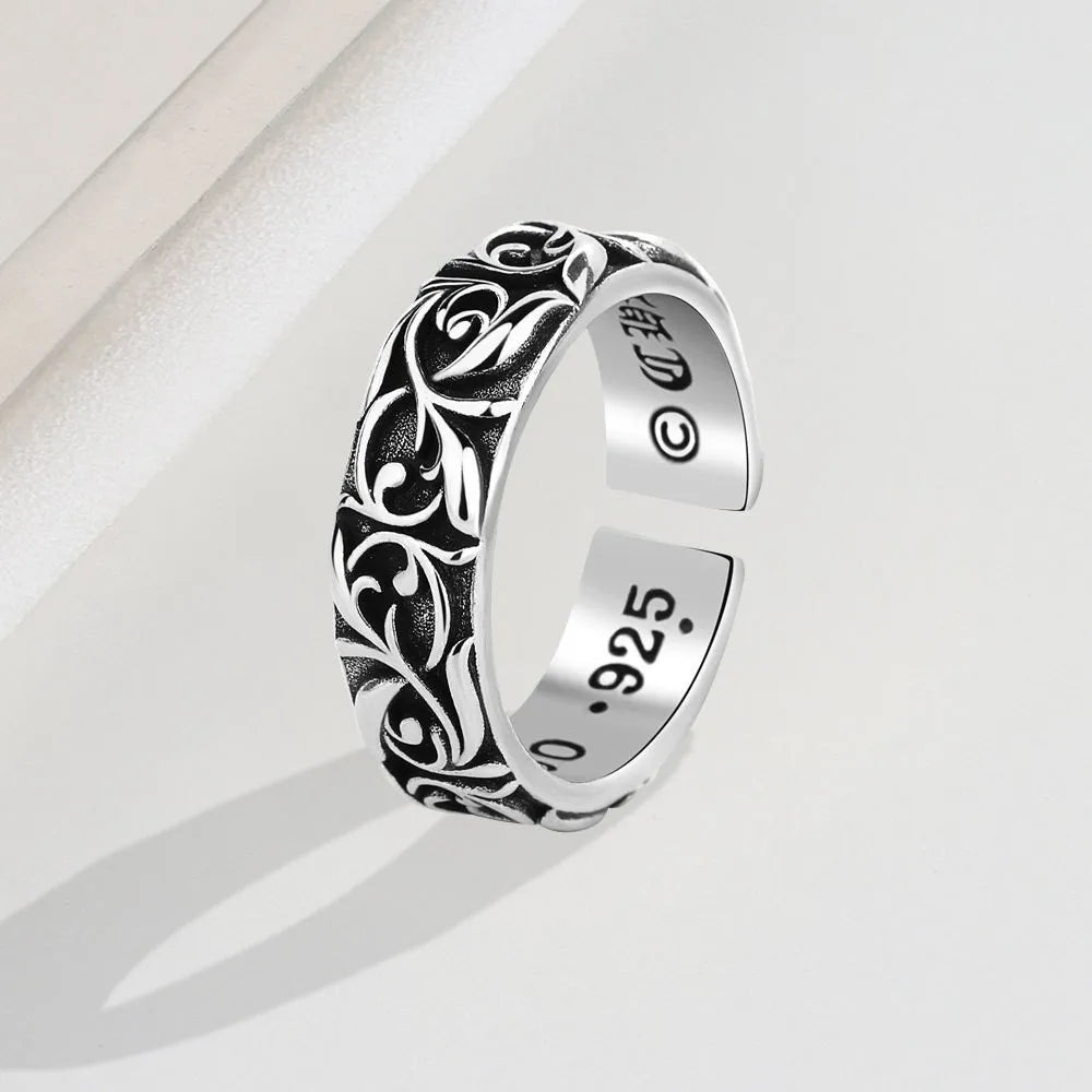 Kroos Heart Personalized Men's and Women's Pattern Ring Trendy Retro Eternal Vine Ring