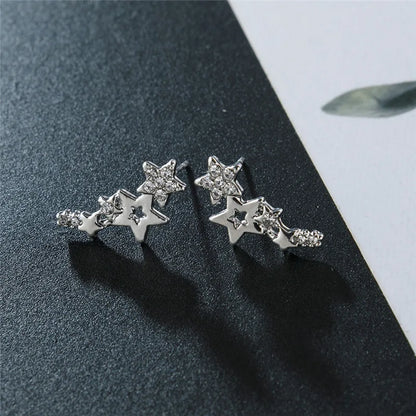 Shiny Star Stud Earrings for Women Elegant Zircon Rhinestone Mini Star Earrring Girls Party Birthday Fashion Jewelry Gifts