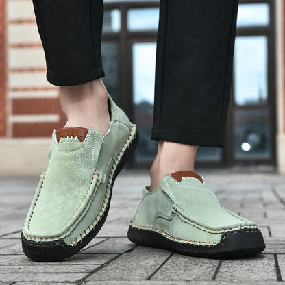 Handmade Leather Men Shoes Casual Comfortable Slip On Loafers Men Leather Shoes Flats Moccasins Walking Shoes Dropshipping