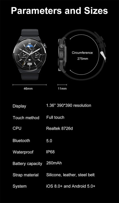 For Watch GT Series Smart Watch Men Women HDScreen Bluetooth Call GPS Tracker Heart Rate Waterproof SmartWatch 2024 New Bracelet