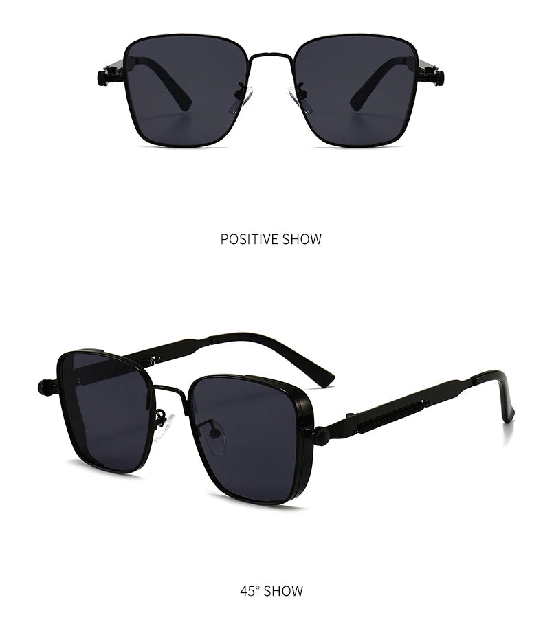 New European and American retro box edging steam punk men's sunglasses with personalized metal springs, Indian sunglasses