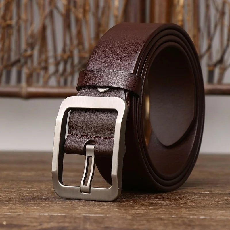 Man Retro PU Leather Belt Pin Buckle Jeans Black Belt Business Casual Luxury Brand Vintage Strap Waistband