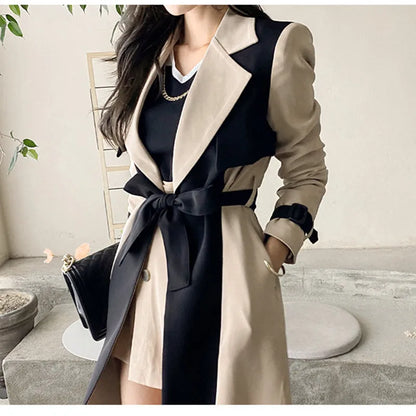 Autumn Mature Style Women's Trench Coat Thin Lined Khaki Coats Lengthened Windbreaker Mature Women Clothing