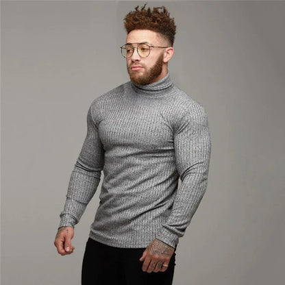 Autumn Winter Fashion Turtleneck Mens Thin Sweaters Casual Roll Neck Solid Warm Slim Fit Sweaters Men Turtleneck Pullover Male