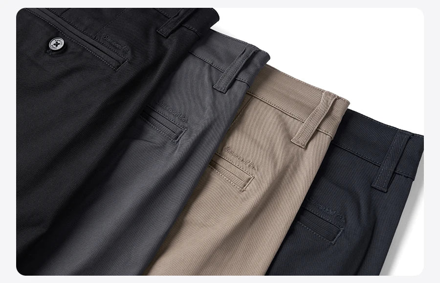 SIMWOOD 2025 Spring New Regular Straight 270gsm Fabric Pants Men Casual Classical Chinos Trousers