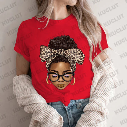 Black Women T-Shirt Afro Woman Graphic Tees Black Girls TShirt Juneteenth Shirt Tshirt Fashion Female Clothing Designer T Shirt