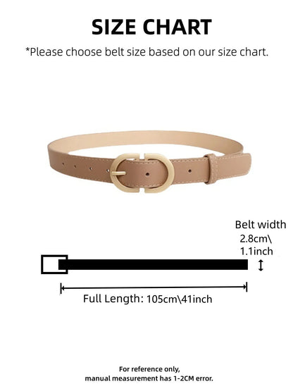 1pc Women's belt fashion trend alloy needle buckle shape simple PU leather decorative waistband students daily casual wear