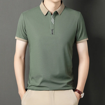 Men's Solid Color Casual Fashion Short Sleeve Polo Shirt Summer Comfortable Top for Business And Leisure