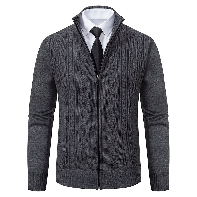 2025 autumn and winter new cashmere padded warm casual men's knitted sweater coat