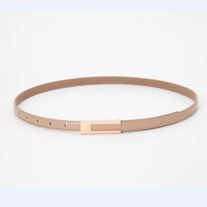 Women Korean Fashionable PU Leather Thin Waist Strap Metal Accessories Basic Belt Women Casual Porous Adjustable Fashion Belts