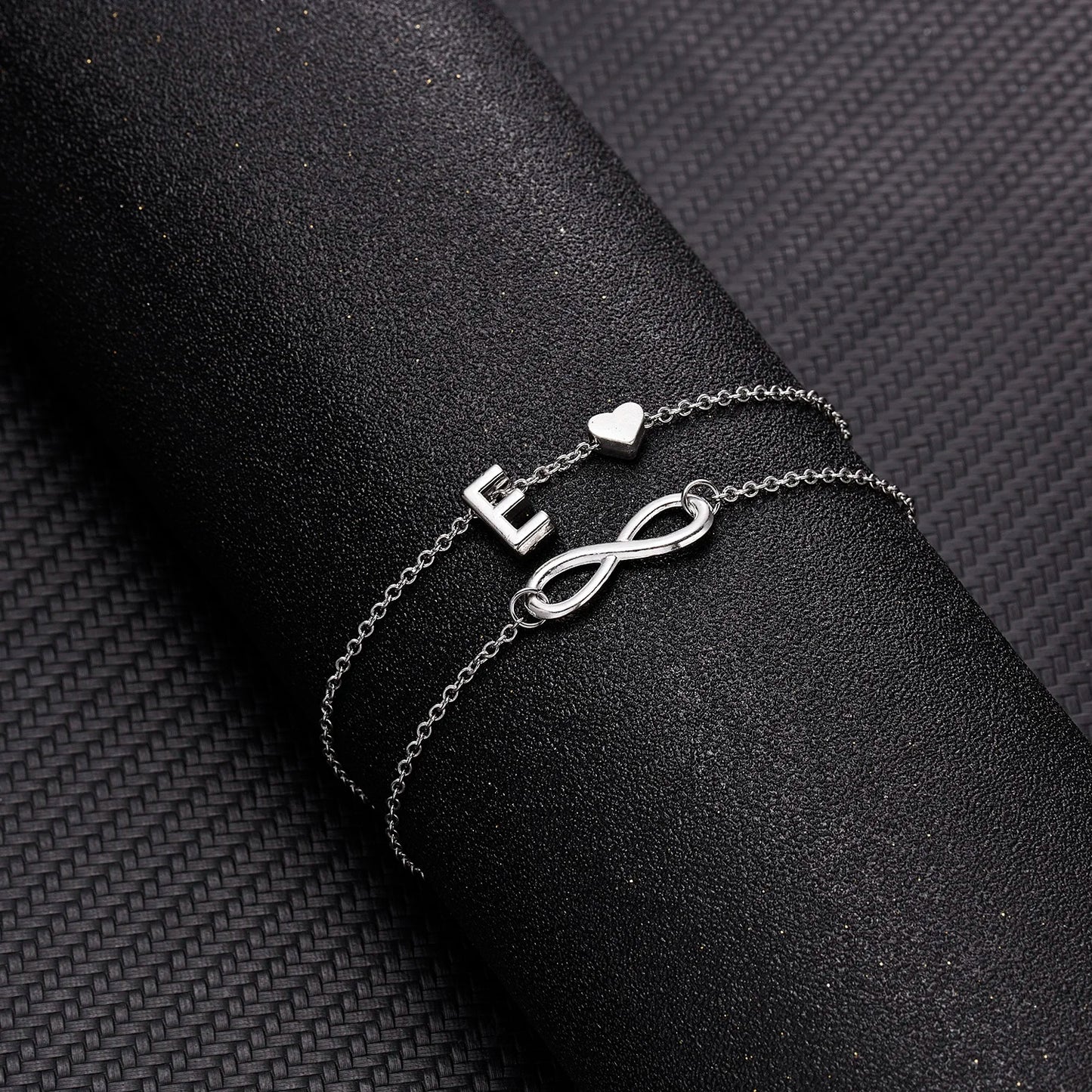 Bohemia A-Z Letter Initial Anklet For Women Silver Color Initial Heart Anklet Bracelet Leg Chain Beach Party Travel Foot Jewelry