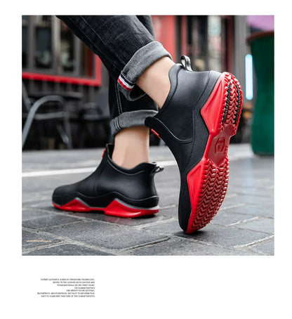 New Rain Shoes Ankle Women Waterproof Shoes Rain Boots Men Anti-slip Wear-resistant Plush Fashion Kitchen Summer Winter